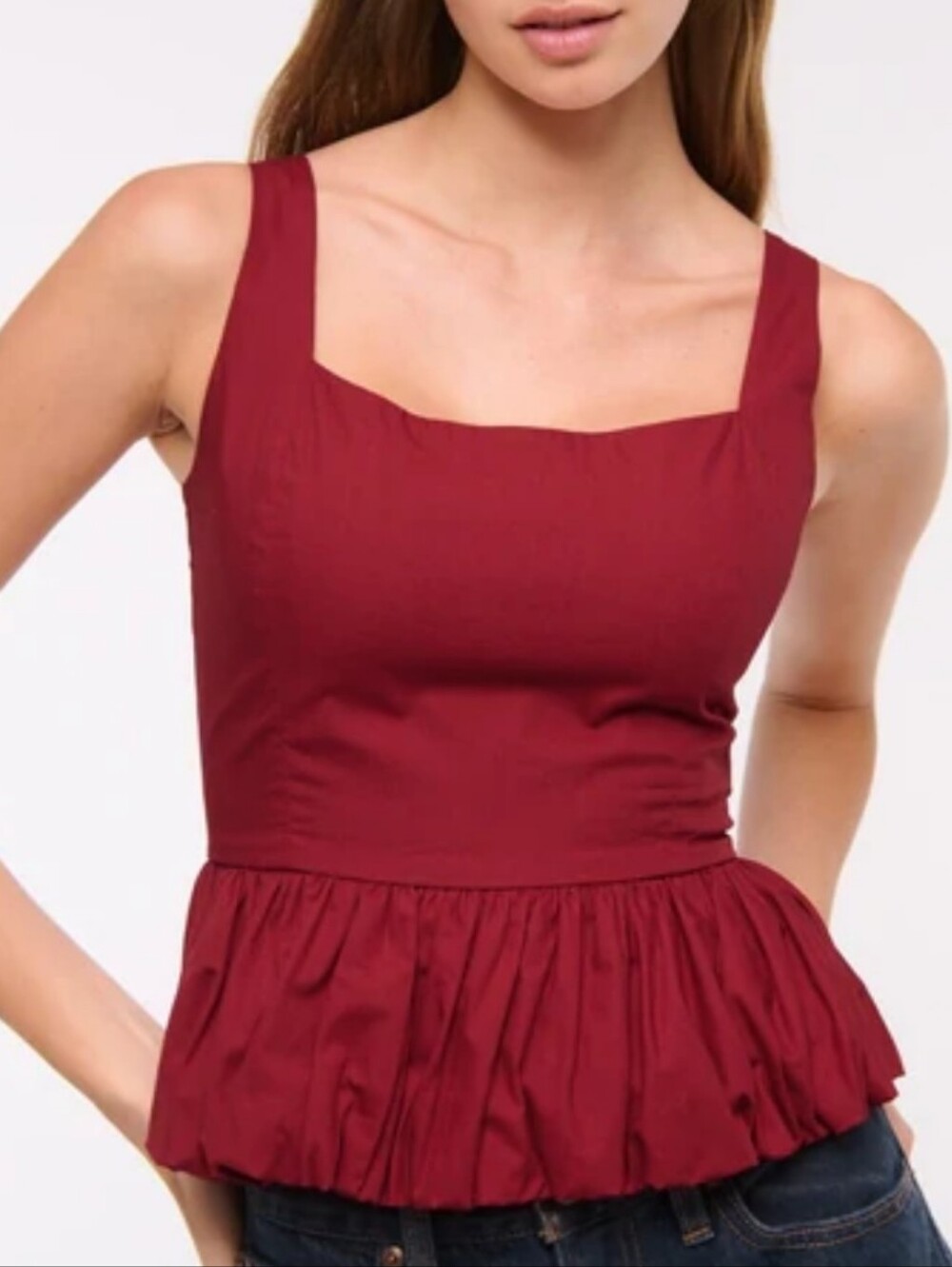 Poplin Bubble Hem Tank - Small